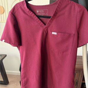 Figs Women Maroon - One Pocket Small Scrub Top